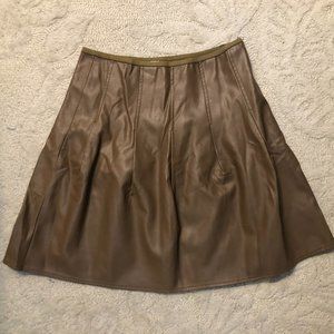 Double Zero Brown Pleated Faux Leather Mini Skirt